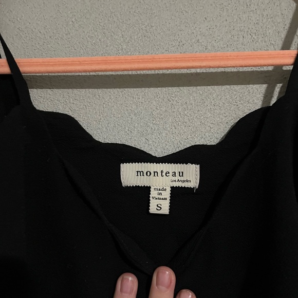 Black Blouse with Scalloped Neckline and Off Shoulder Sleeves - Picture 4 of 4